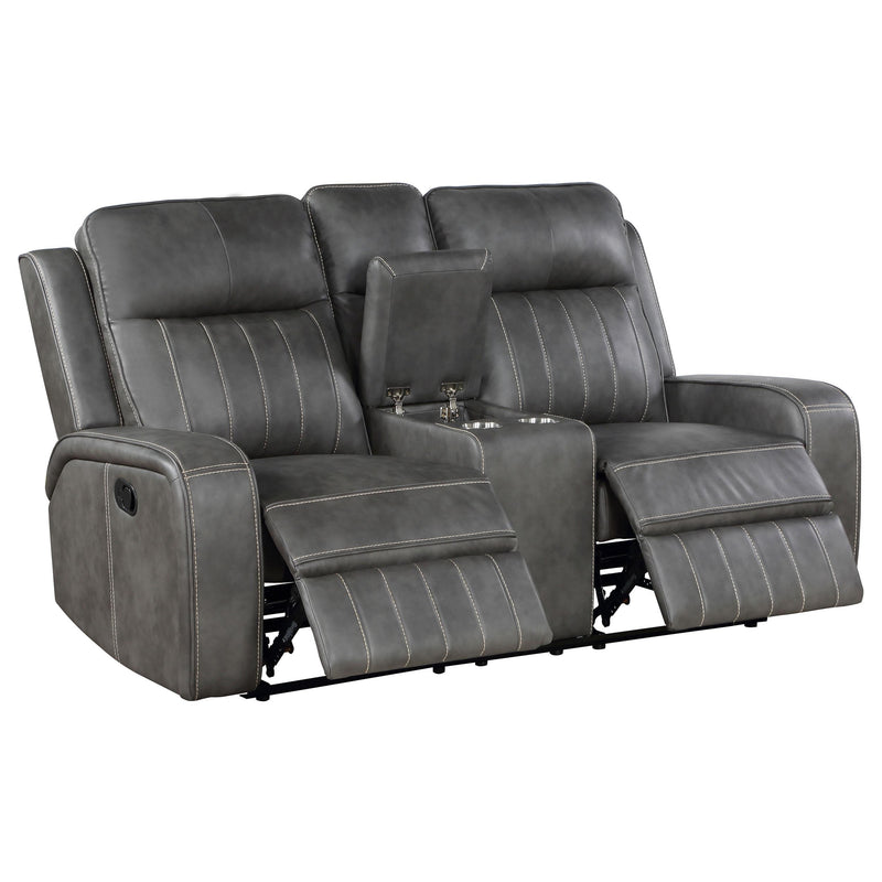 Coaster Furniture Raelynn Reclining Leatherette Loveseat with Console 603192 IMAGE 3
