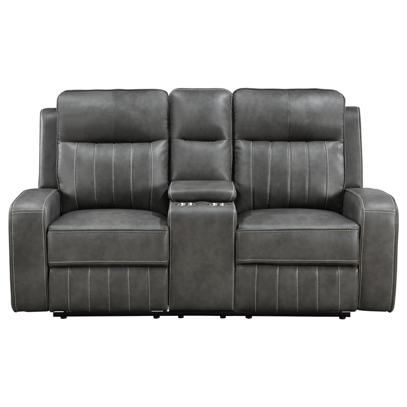Coaster Furniture Raelynn Reclining Leatherette Loveseat with Console 603192 IMAGE 4