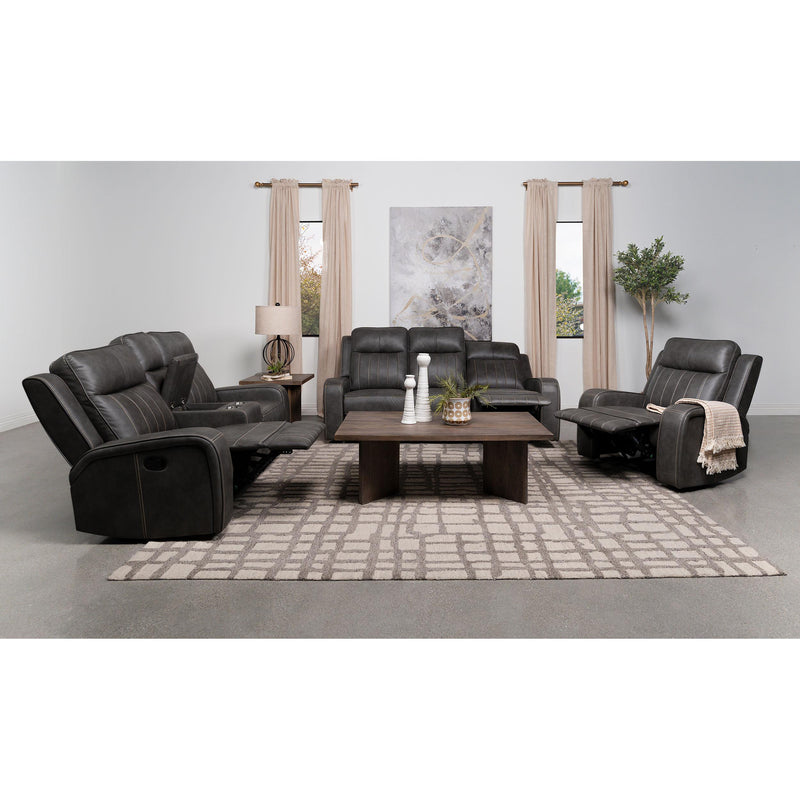 Coaster Furniture Raelynn Reclining Leatherette Loveseat with Console 603192 IMAGE 9
