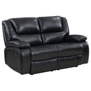  Coaster Furniture Camila 610245 Upholstered Motion Reclining Loveseat - Black IMAGE 1