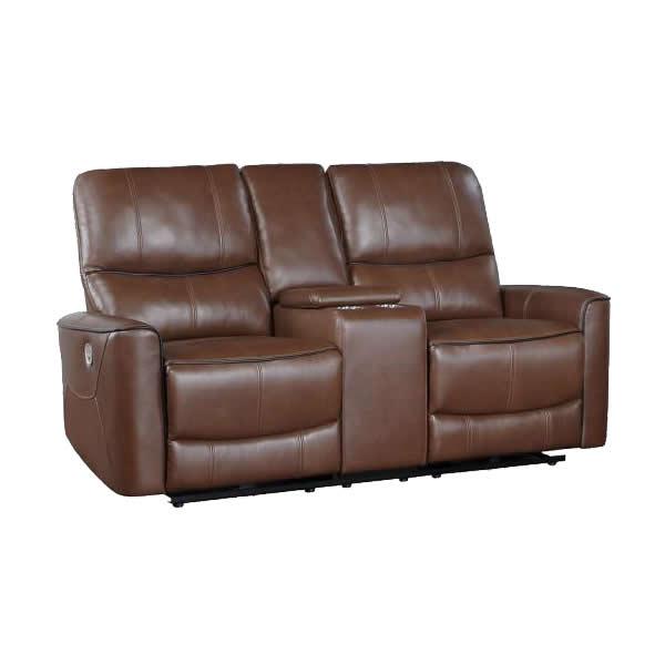 Coaster Furniture Greenfield Power Reclining Leatherette Loveseat with Console 610265P IMAGE 1