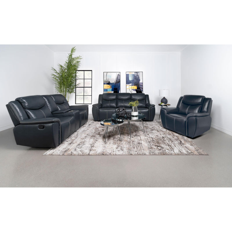 Coaster Furniture Sloane 610271 Upholstered Padded Arm Reclining Sofa - Blue IMAGE 8