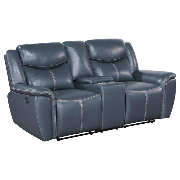 Coaster Furniture Sloane Reclining Leather Look Loveseat with Console 610272 IMAGE 1