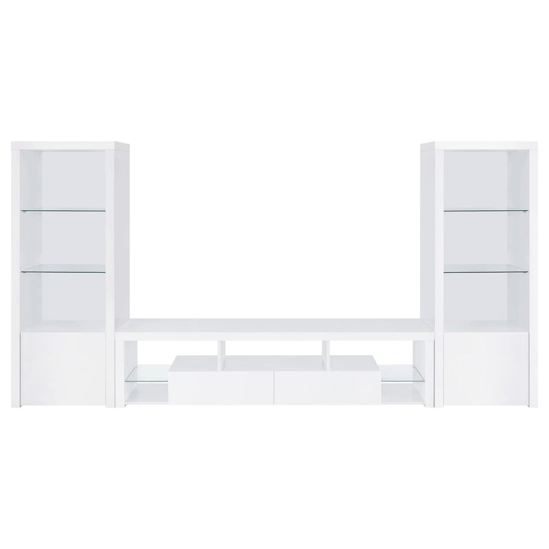  Coaster Furniture Jude 704251-SET 3-Piece Entertainment Center with 71" TV Stand - White High Gloss IMAGE 1