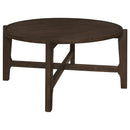  Coaster Furniture Cota 708288 Round Solid Wood Coffee Table - Dark Brown IMAGE 1