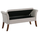 Coaster Furniture Farrah 910238 Velvet Upholstered Rolled Arm Storage Bench - Beige IMAGE 3