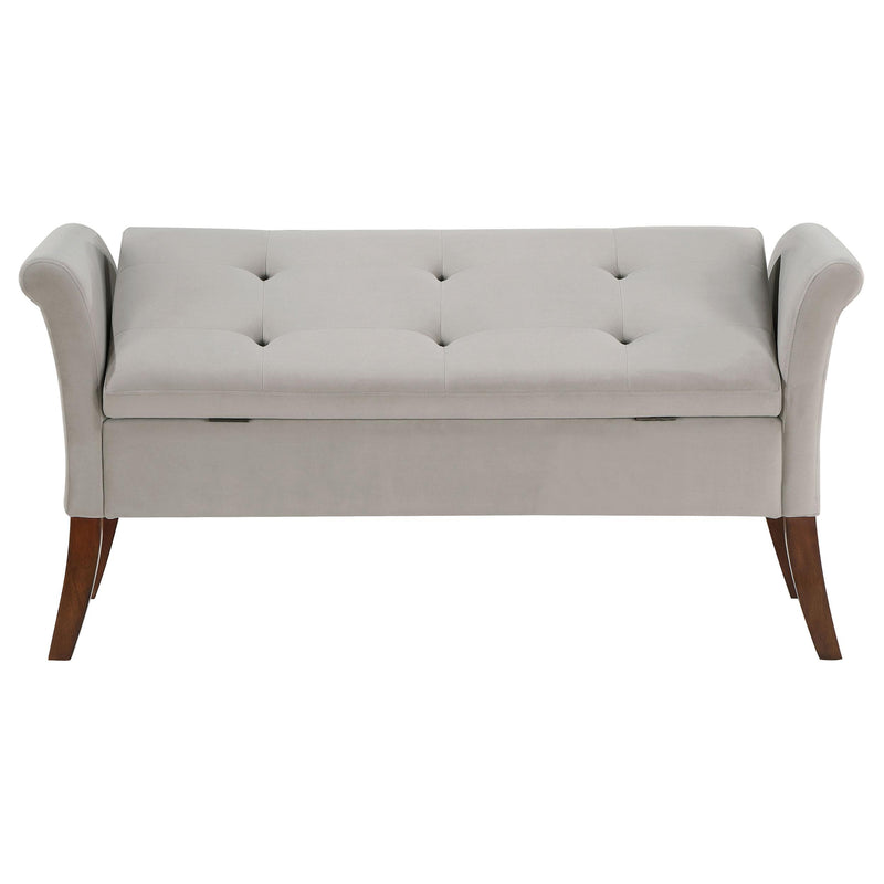 Coaster Furniture Farrah 910238 Velvet Upholstered Rolled Arm Storage Bench - Beige IMAGE 8