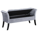 Coaster Furniture Farrah 910239 Velvet Upholstered Rolled Arm Storage Bench - Silver IMAGE 3