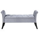 Coaster Furniture Farrah 910239 Velvet Upholstered Rolled Arm Storage Bench - Silver IMAGE 4