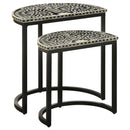  Coaster Furniture Zakiya 930195 2-piece Demilune Nesting Table Set - Black and White IMAGE 1