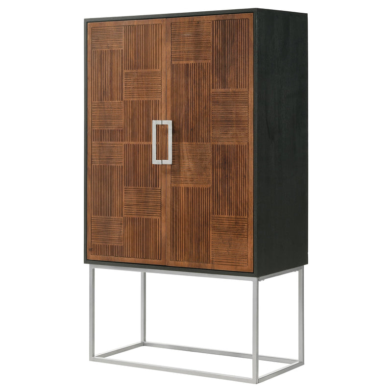 Coaster Furniture Borman 950318 2-Door Bar Cabinet Wine Storage - Walnut/Black IMAGE 7