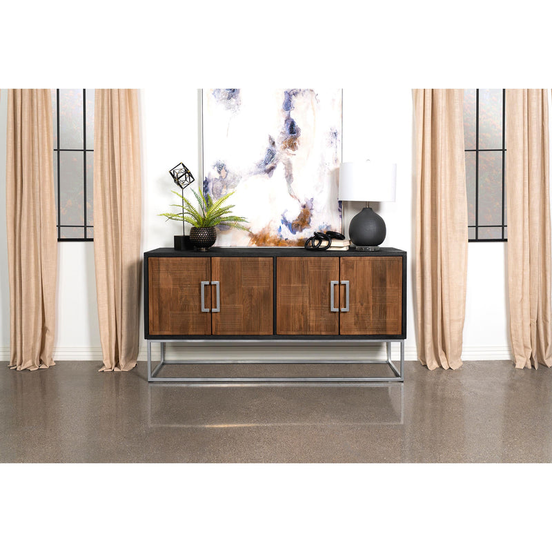Coaster Furniture Borman 950331 4-door Wood Accent Cabinet - Walnut and Black IMAGE 10