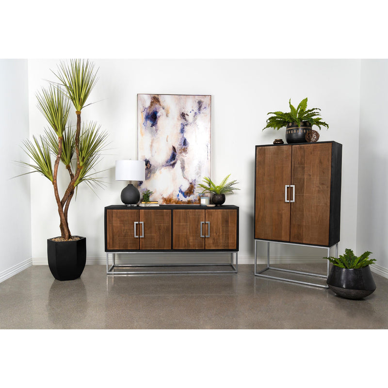Coaster Furniture Borman 950331 4-door Wood Accent Cabinet - Walnut and Black IMAGE 11