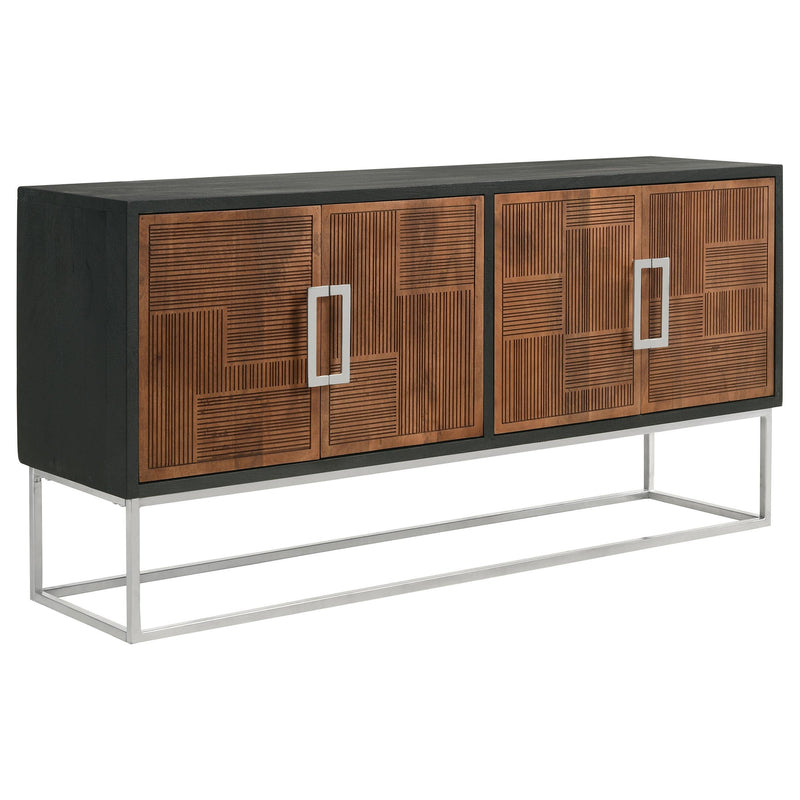 Coaster Furniture Borman 950331 4-door Wood Accent Cabinet - Walnut and Black IMAGE 1