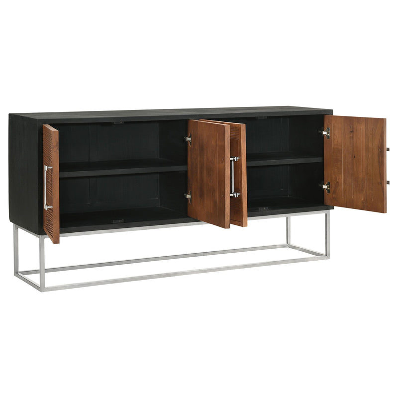 Coaster Furniture Borman 950331 4-door Wood Accent Cabinet - Walnut and Black IMAGE 2