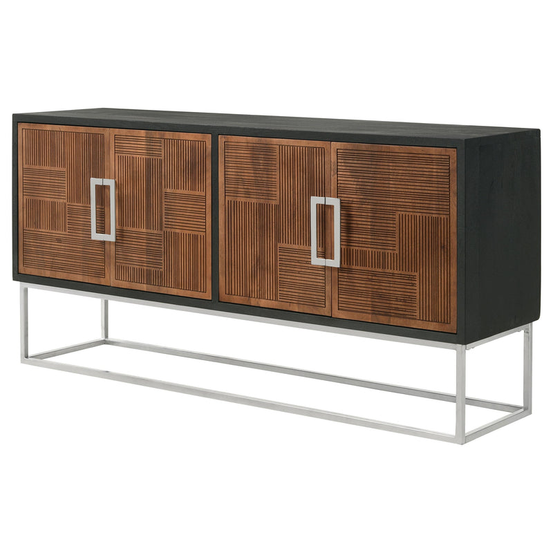 Coaster Furniture Borman 950331 4-door Wood Accent Cabinet - Walnut and Black IMAGE 3