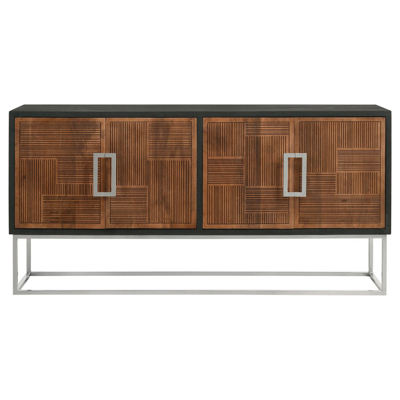 Coaster Furniture Borman 950331 4-door Wood Accent Cabinet - Walnut and Black IMAGE 4