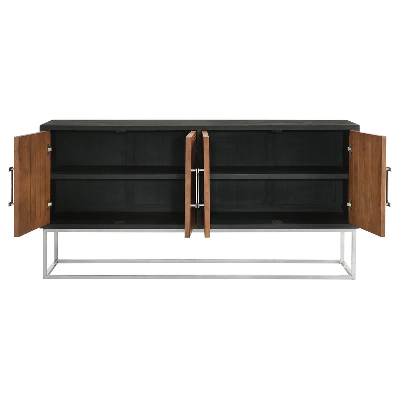 Coaster Furniture Borman 950331 4-door Wood Accent Cabinet - Walnut and Black IMAGE 5