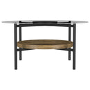  Coaster Furniture Delfin 721618 Round Glass Top Coffee Table - Black and Brown IMAGE 2