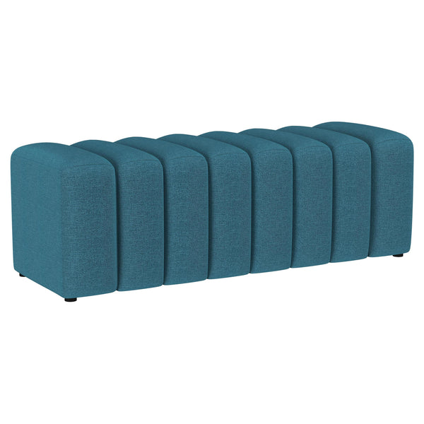 Coaster Furniture Summer 910293 Fabric Upholstered Tufted Accent Bench - Peacock Blue IMAGE 1
