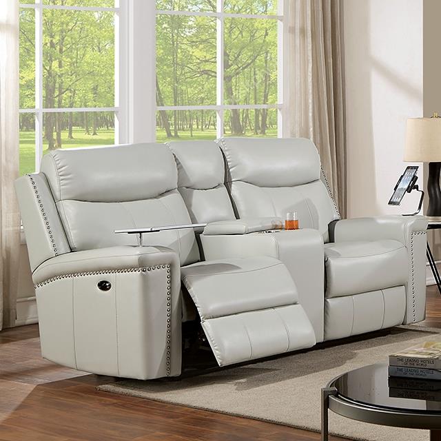 Furniture of America Florine Power Reclining Leather Loveseat CM6252LG-LV-PM IMAGE 1