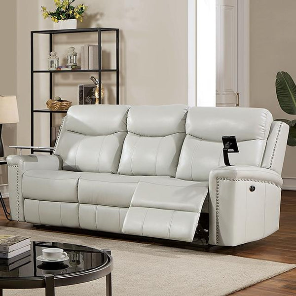 Furniture of America Florine Power Reclining Leather Sofa CM6252LG-SF-PM IMAGE 1