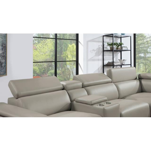 Furniture of America Linwurst Power Reclining Leatherette Sectional CM6457GY-PM-SECT IMAGE 3