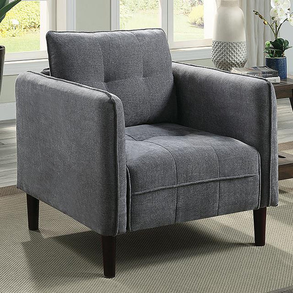 Furniture of America Lynda Stationary Fabric Chair CM6736DG-CH IMAGE 1