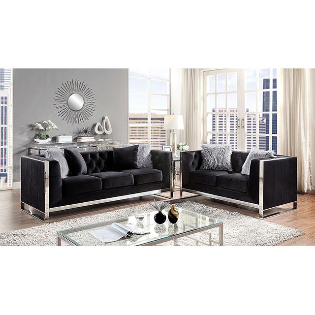 Furniture of America Evadne Stationary Loveseat CM6748BK-LV IMAGE 2