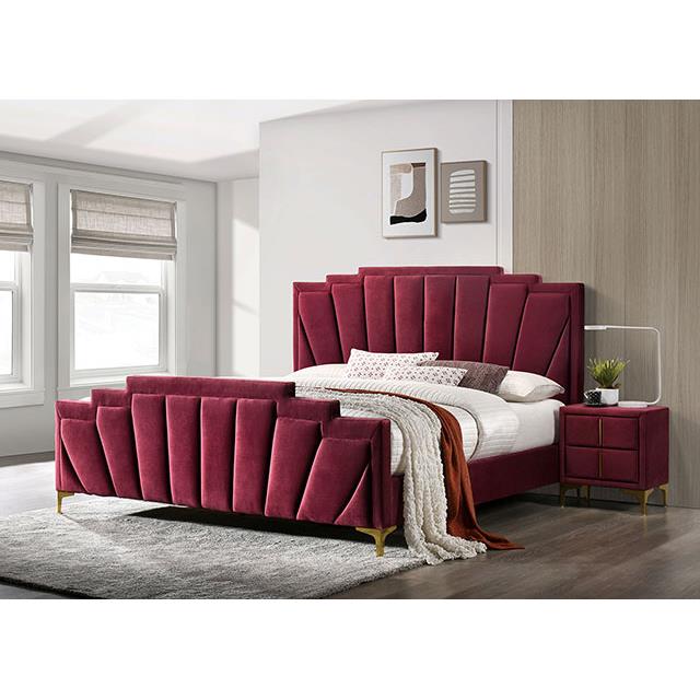 Furniture of America Florizel Queen Upholstered Platform Bed CM7411RD-Q-BED IMAGE 2