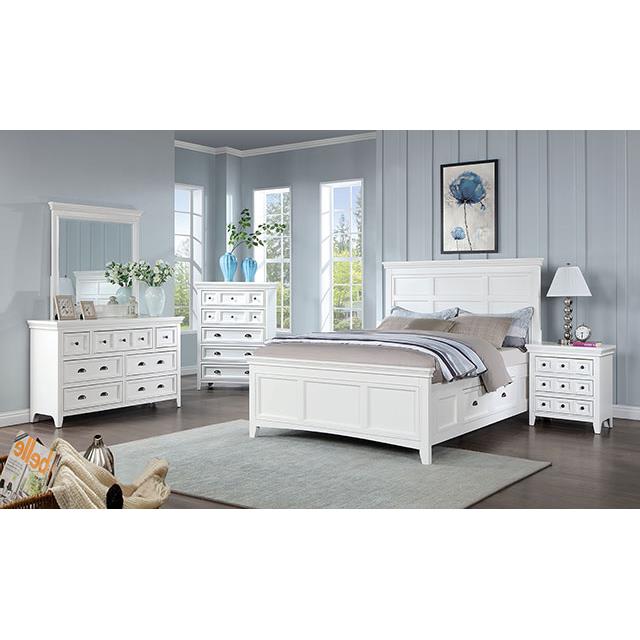 Furniture of America Castile Queen Panel Bed with Storage CM7413WH-Q-BED IMAGE 2