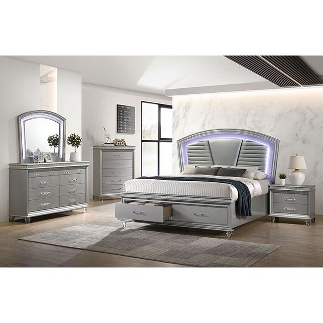 Furniture of America Maddie California King Upholstered Panel Bed with Storage CM7899SV-CK-BED IMAGE 2