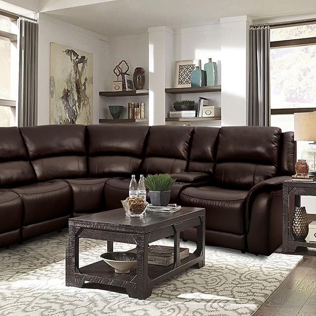 Furniture of America Gorgius Power Reclining Leather Match Sectional CM9910ES-SECT-PM IMAGE 1