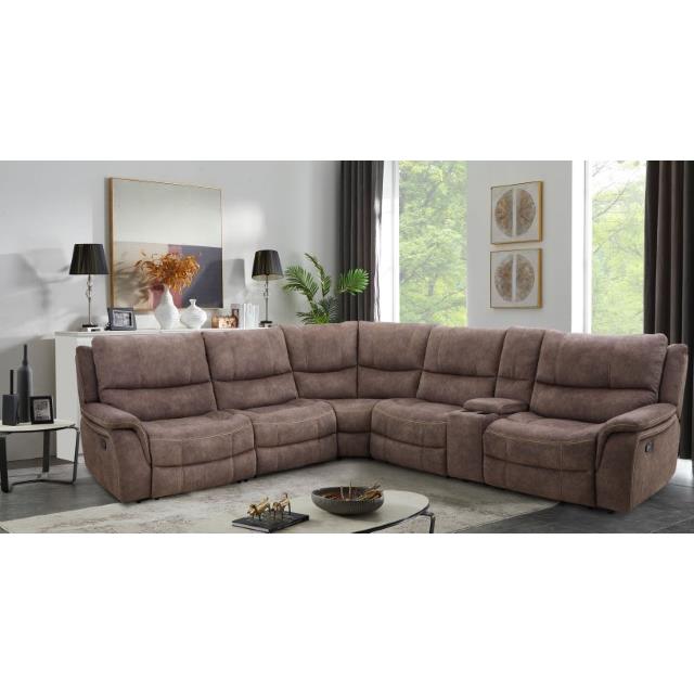 Furniture of America Jerominus Reclining Fabric Sectional CM9912DB-SECT IMAGE 2