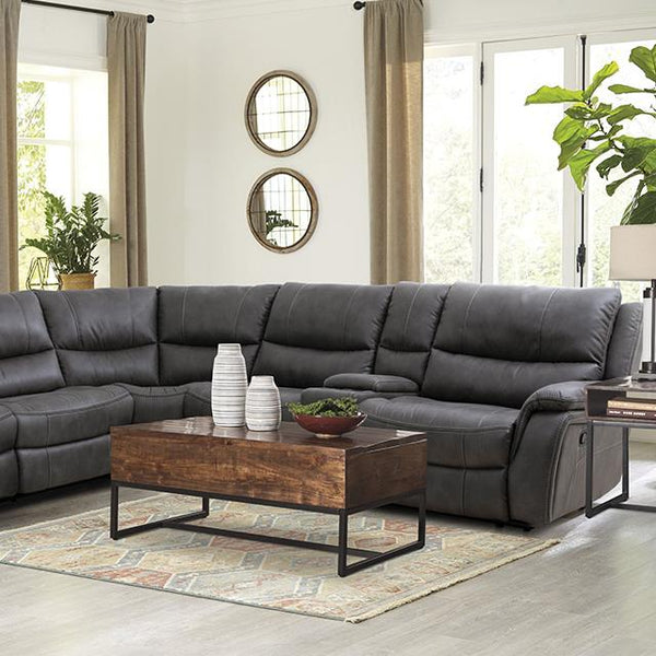 Furniture of America Jerominus Reclining Fabric Sectional CM9912DG-SECT IMAGE 1