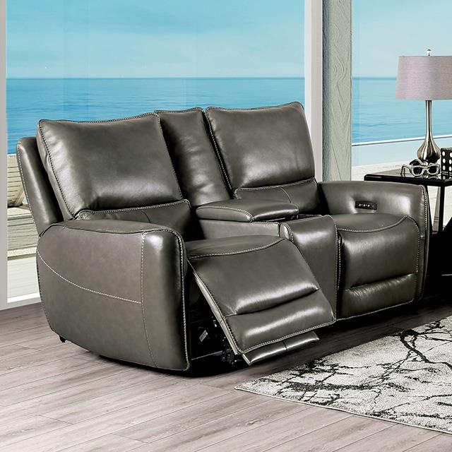 Furniture of America Phineas Power Reclining Loveseat CM9921GY-LV-PM IMAGE 1