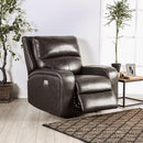 Furniture of America Soterios Power Leather Match Recliner CM9924DG-CH-PM IMAGE 1