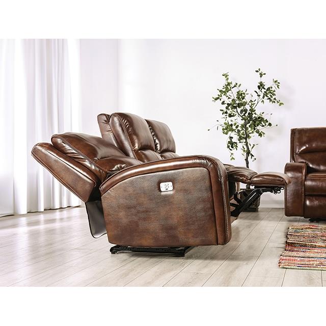 Furniture of America Soterios Power Leather Match Recliner CM9924MB-CH-PM IMAGE 4