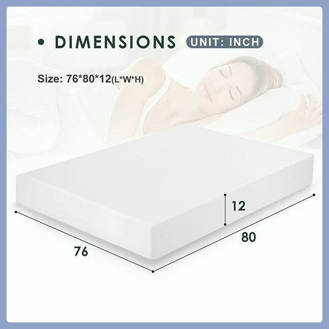 Furniture of America Nasturtium DM540-EK 12" Memory Foam Mattress IMAGE 6