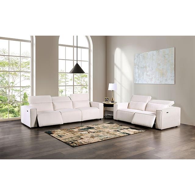 Furniture of America Treharris Power Reclining Fabric Loveseat FM62002WH-LV-PM-PK IMAGE 2