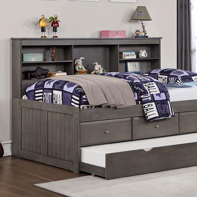 Furniture of America Tibalt Full Bookcase Bed with Storage FOA7466GY-F-BED IMAGE 1