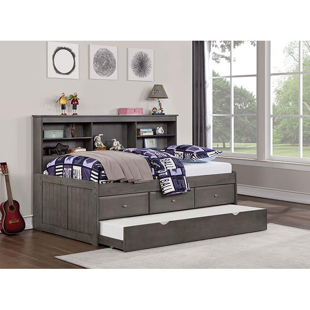 Furniture of America Tibalt Full Bookcase Bed with Storage FOA7466GY-F-BED IMAGE 2