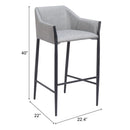  Zuo Andover 110169 Barstool - Slate Grey IMAGE 8