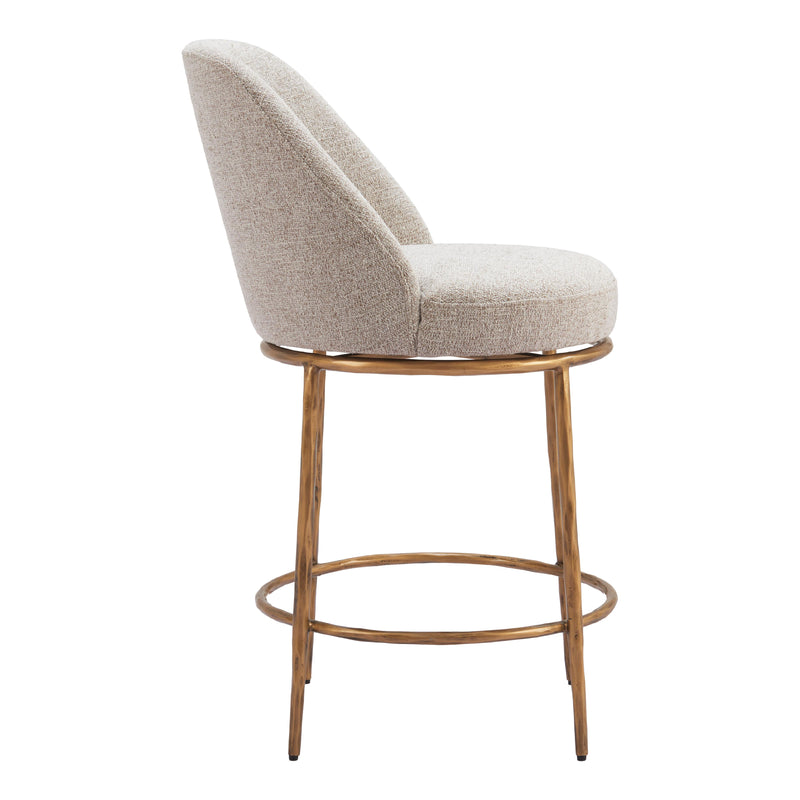  Zuo Nordhavn 110272 Swivel Counter Stool - Beige & Gold IMAGE 2