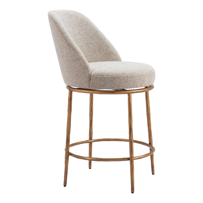  Zuo Nordhavn 110272 Swivel Counter Stool - Beige & Gold IMAGE 6