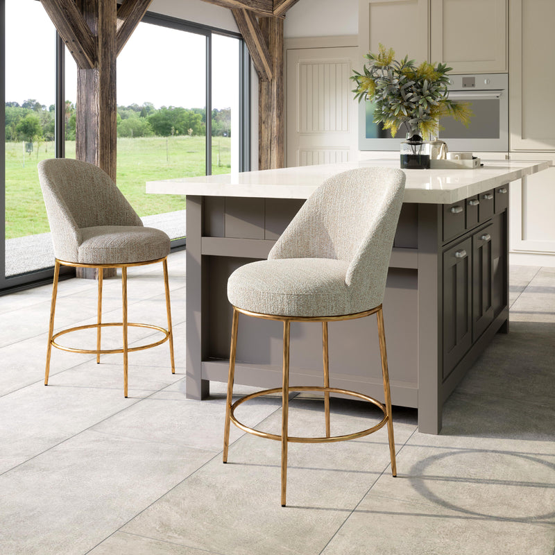  Zuo Nordhavn 110272 Swivel Counter Stool - Beige & Gold IMAGE 8