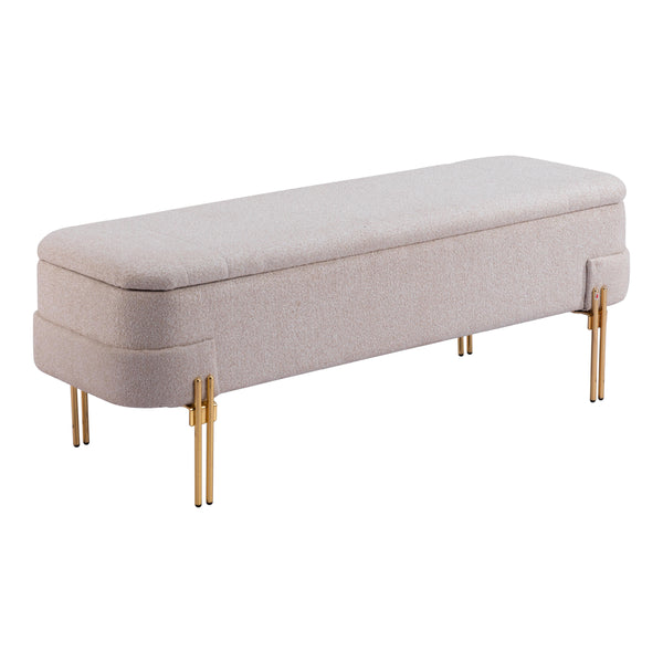  Zuo Lebreton 110082 Storage Bench - Oatmeal Beige IMAGE 1
