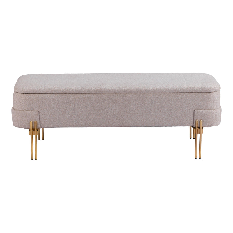  Zuo Lebreton 110082 Storage Bench - Oatmeal Beige IMAGE 3