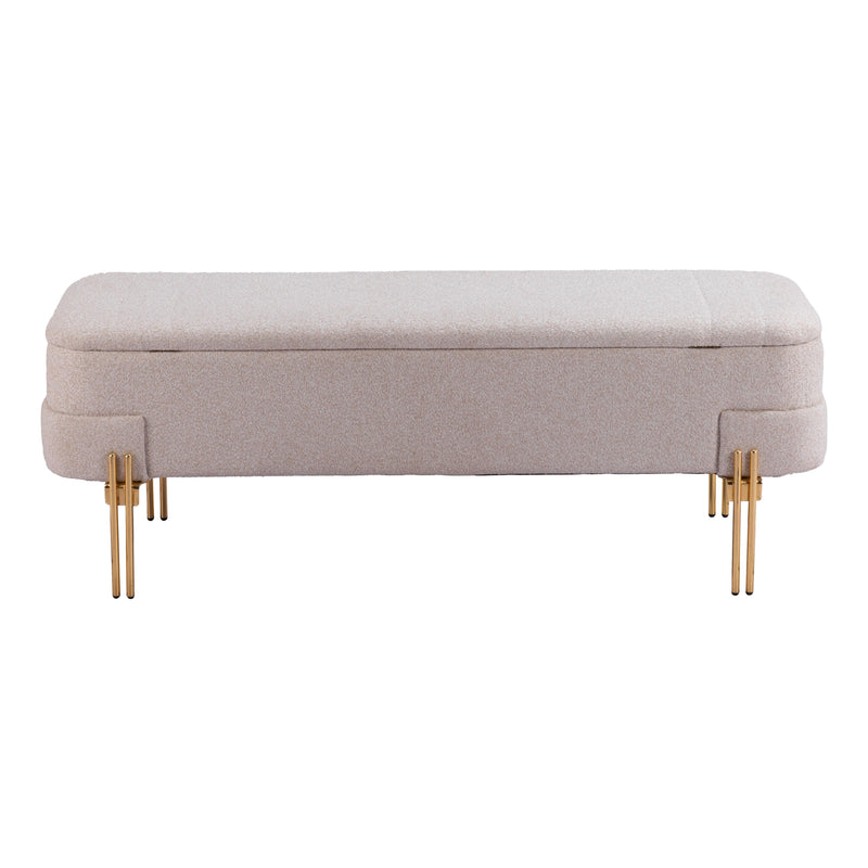  Zuo Lebreton 110082 Storage Bench - Oatmeal Beige IMAGE 4