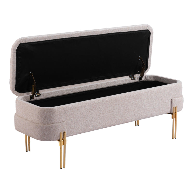 Zuo Lebreton 110082 Storage Bench - Oatmeal Beige IMAGE 5